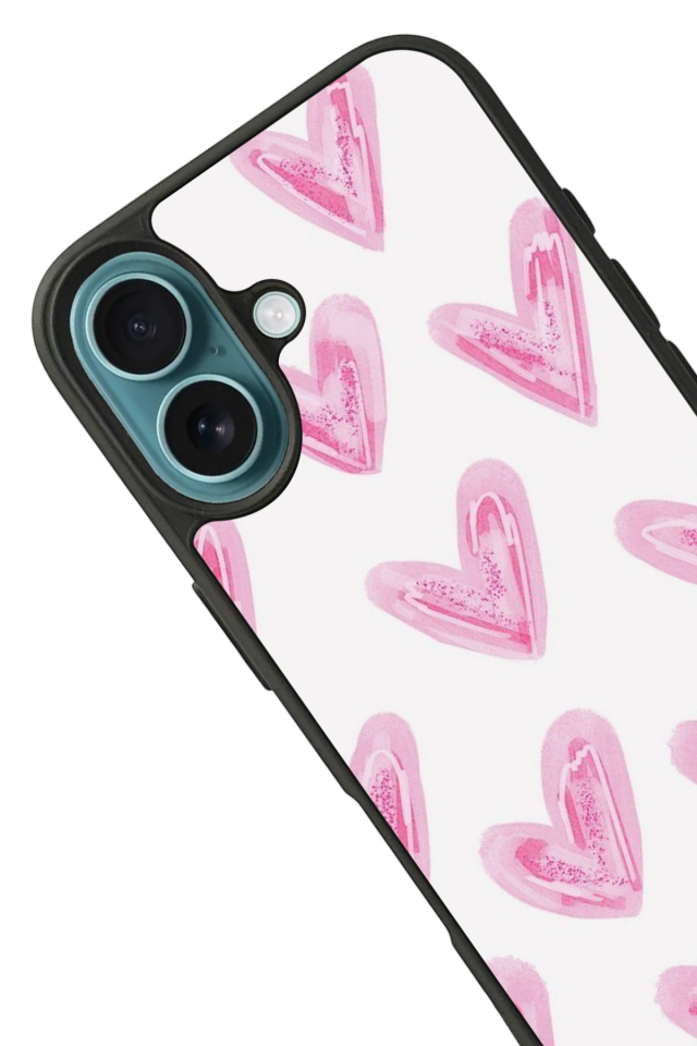 iPhone 16 Plus Uyumlu Kalp Love Tasarımlı Glossy Premium Kılıf