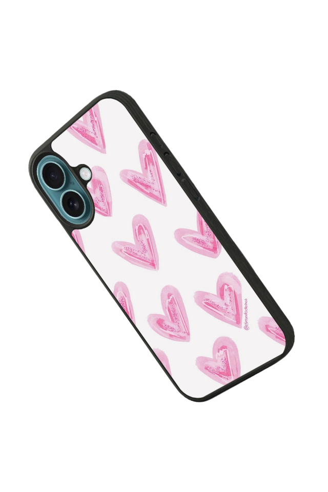 iPhone 16 Plus Uyumlu Kalp Love Tasarımlı Glossy Premium Kılıf