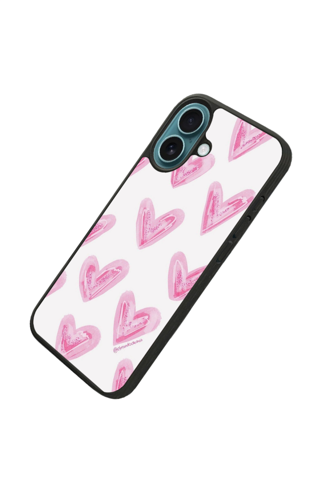 iPhone 16 Plus Uyumlu Kalp Love Tasarımlı Glossy Premium Kılıf