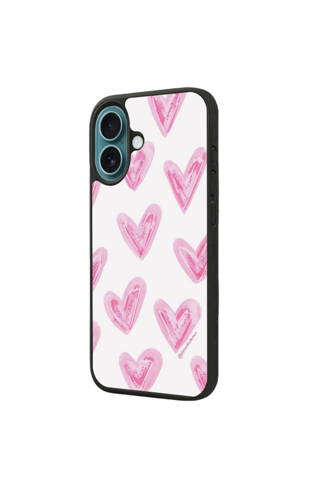 iPhone 16 Plus Uyumlu Kalp Love Tasarımlı Glossy Premium Kılıf