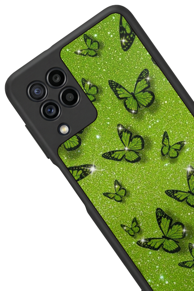 Samsung Galaxy M32 Uyumlu Kelebek Tasarımlı Glossy Premium Kılıf