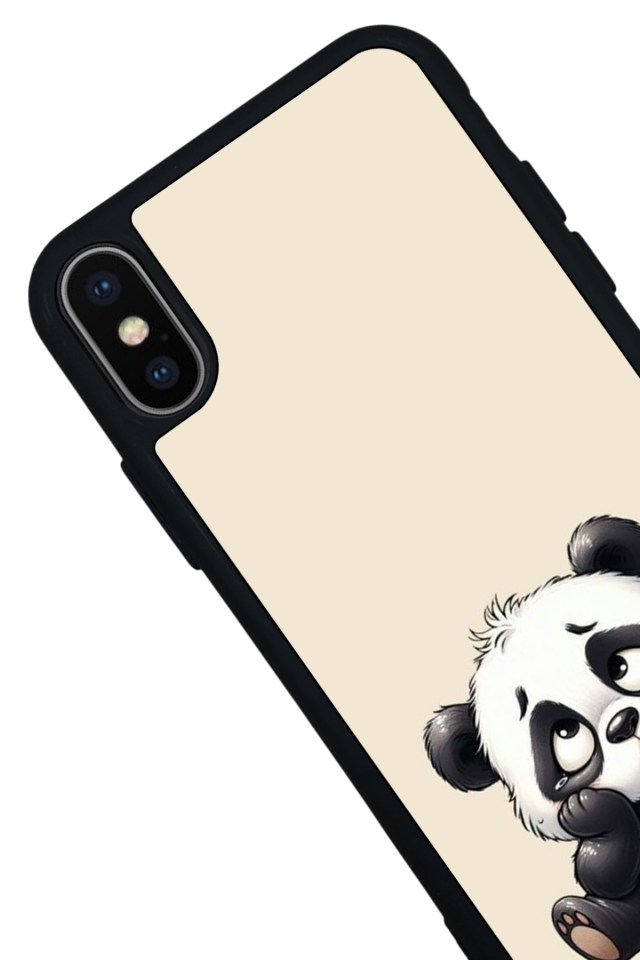 iPhone X/ XS Uyumlu Panda Tasarımlı Glossy Premium Kılıf