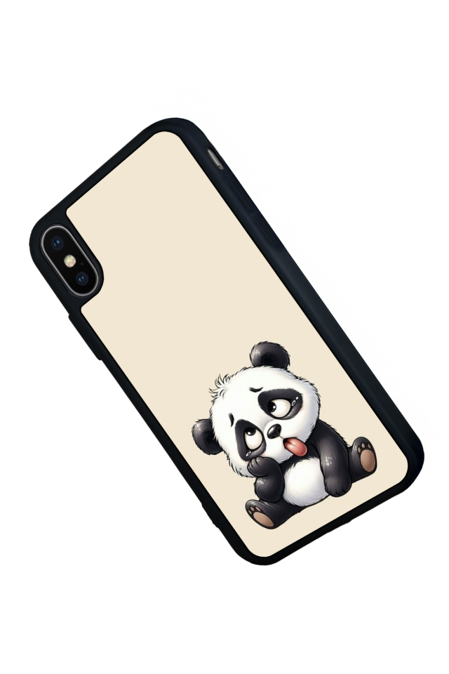 iPhone X/ XS Uyumlu Panda Tasarımlı Glossy Premium Kılıf