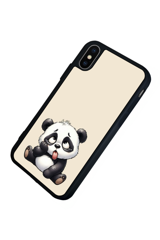 iPhone X/ XS Uyumlu Panda Tasarımlı Glossy Premium Kılıf