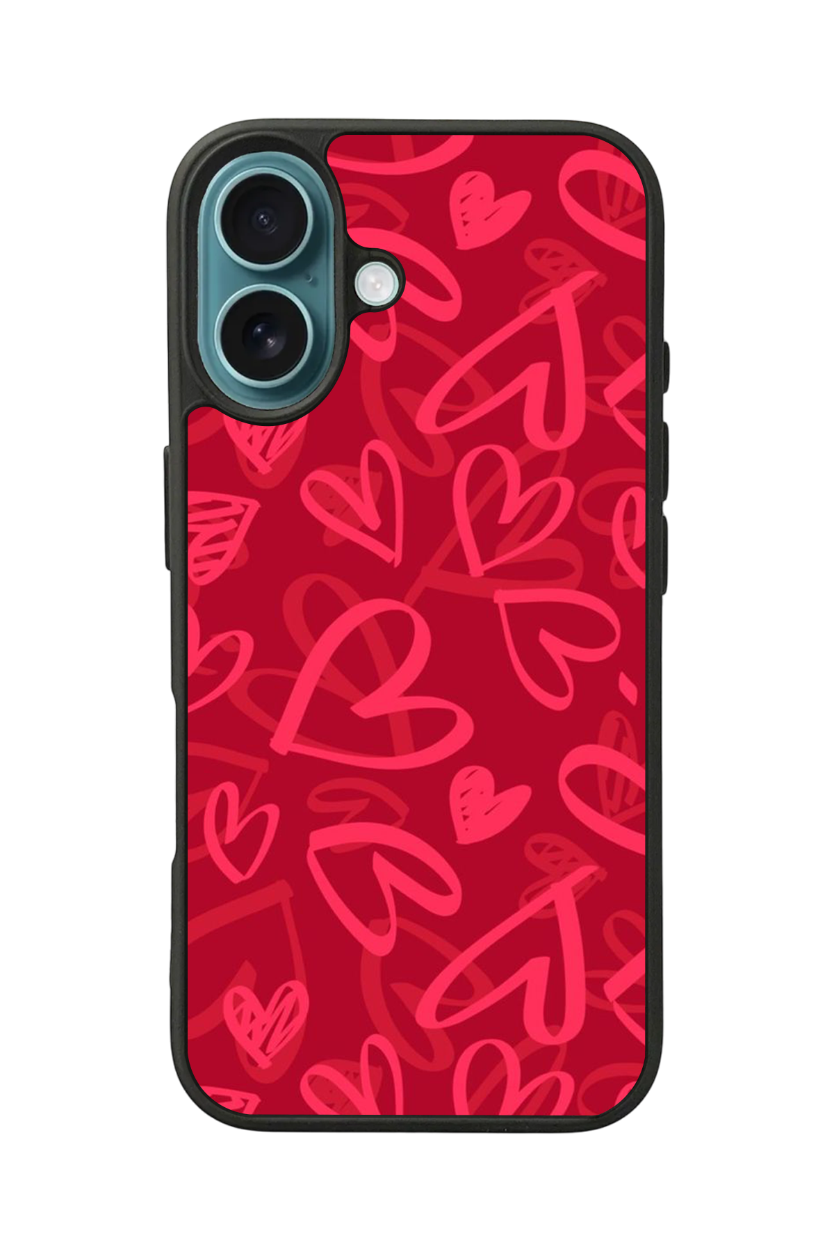 iPhone 16 Plus Uyumlu Kalp Love Tasarımlı Glossy Premium Kılıf