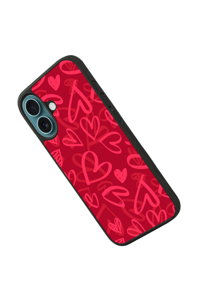 iPhone 16 Plus Uyumlu Kalp Love Tasarımlı Glossy Premium Kılıf