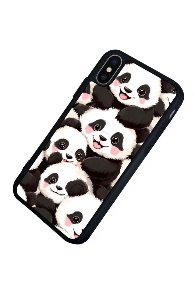iPhone X/ XS Uyumlu Panda Tasarımlı Glossy Premium Kılıf