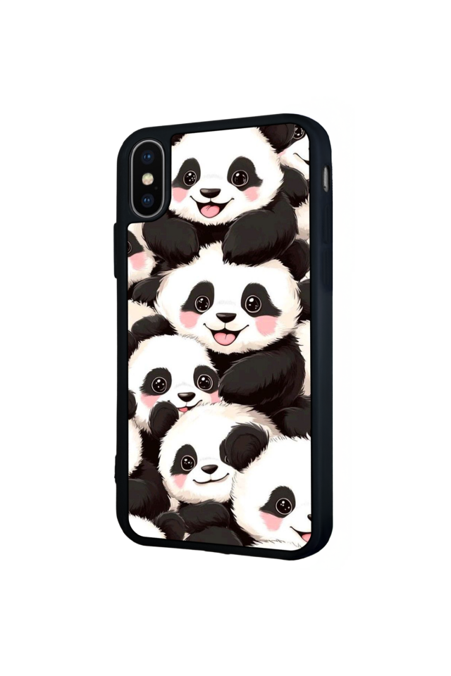 iPhone X/ XS Uyumlu Panda Tasarımlı Glossy Premium Kılıf