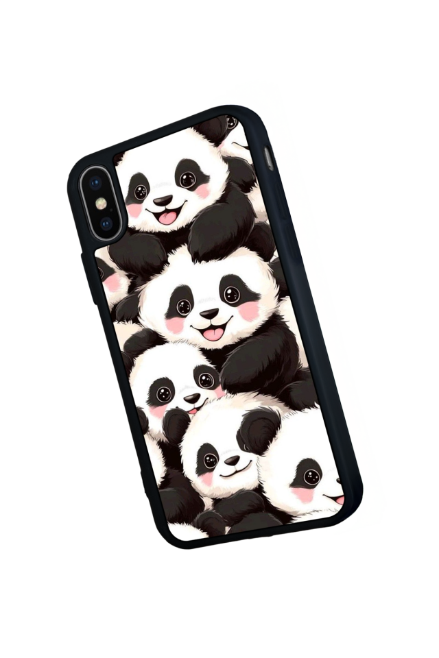 iPhone X/ XS Uyumlu Panda Tasarımlı Glossy Premium Kılıf