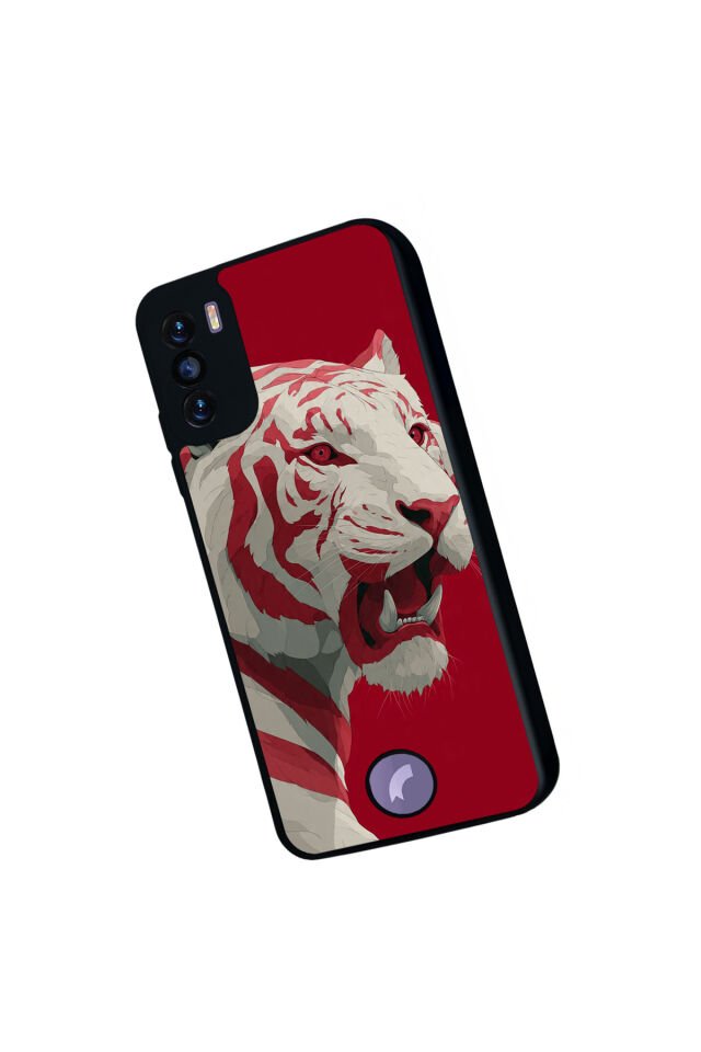 Reeder S19 Max Pro S Uyumlu Kirmizi ve Kaplan Tasarımlı Glossy Premium Kılıf