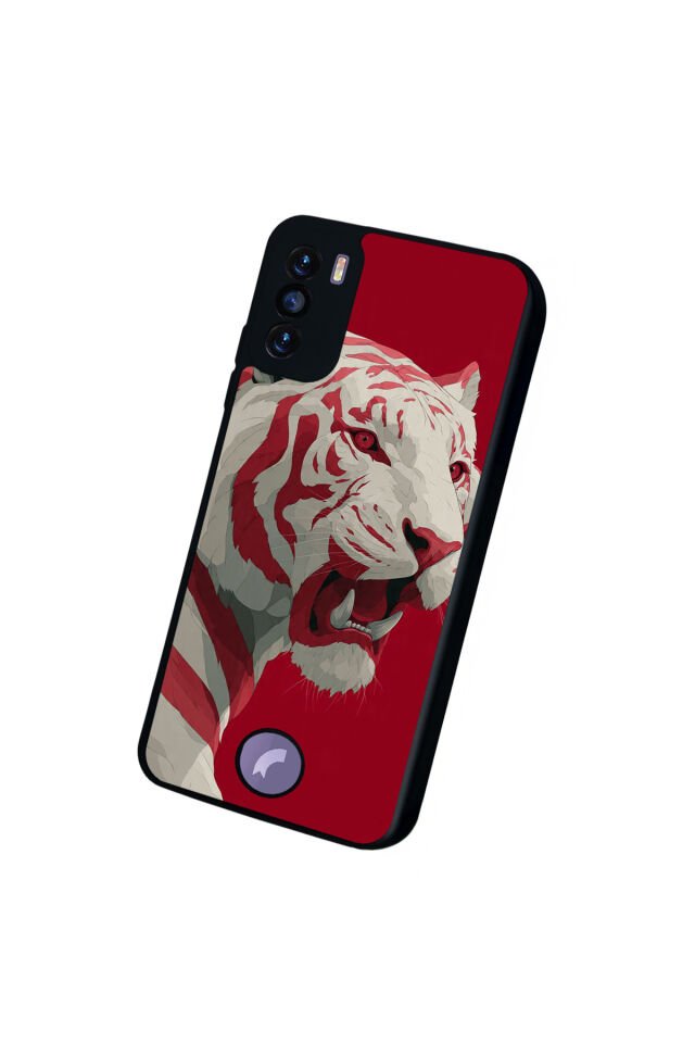 Reeder S19 Max Pro S Uyumlu Kirmizi ve Kaplan Tasarımlı Glossy Premium Kılıf