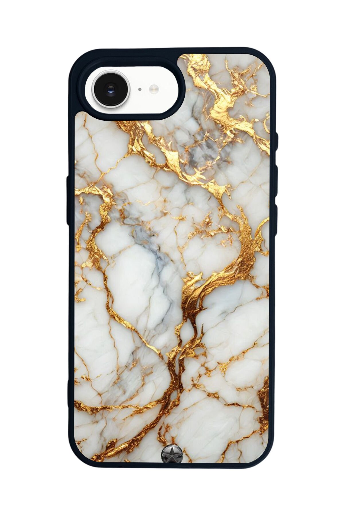 iPhone 16E Uyumlu Mermer Marble Tasarımlı Glossy Premium Kılıf