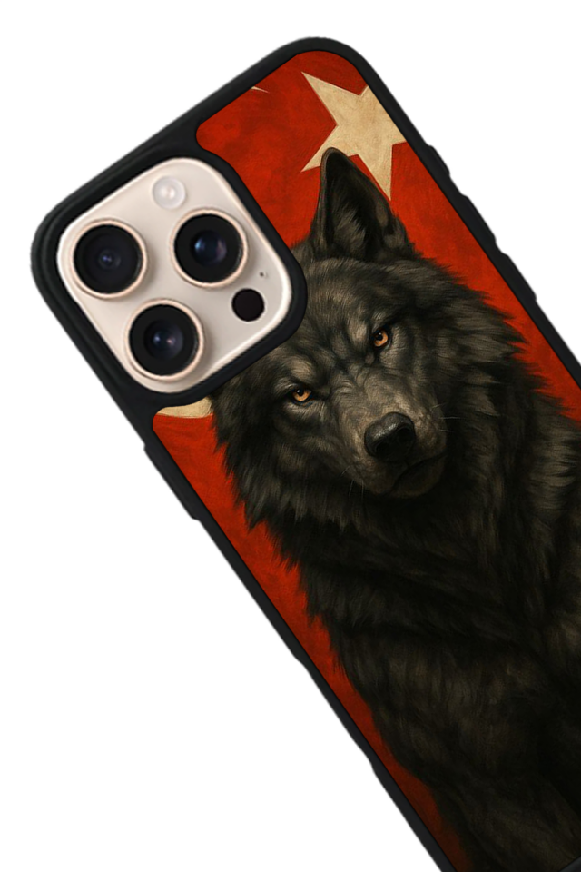 iPhone 15 Pro Uyumlu Bozkurt Tasarımlı Glossy Premium Kılıf