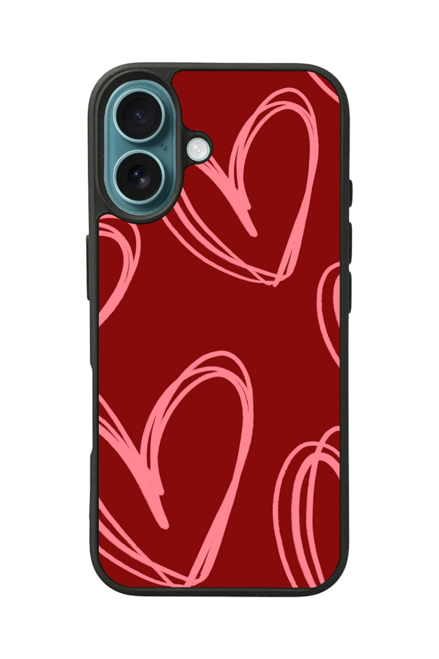 iPhone 16 Plus Uyumlu Kalp Love Tasarımlı Glossy Premium Kılıf