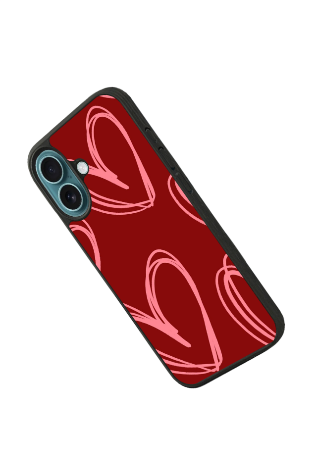 iPhone 16 Plus Uyumlu Kalp Love Tasarımlı Glossy Premium Kılıf