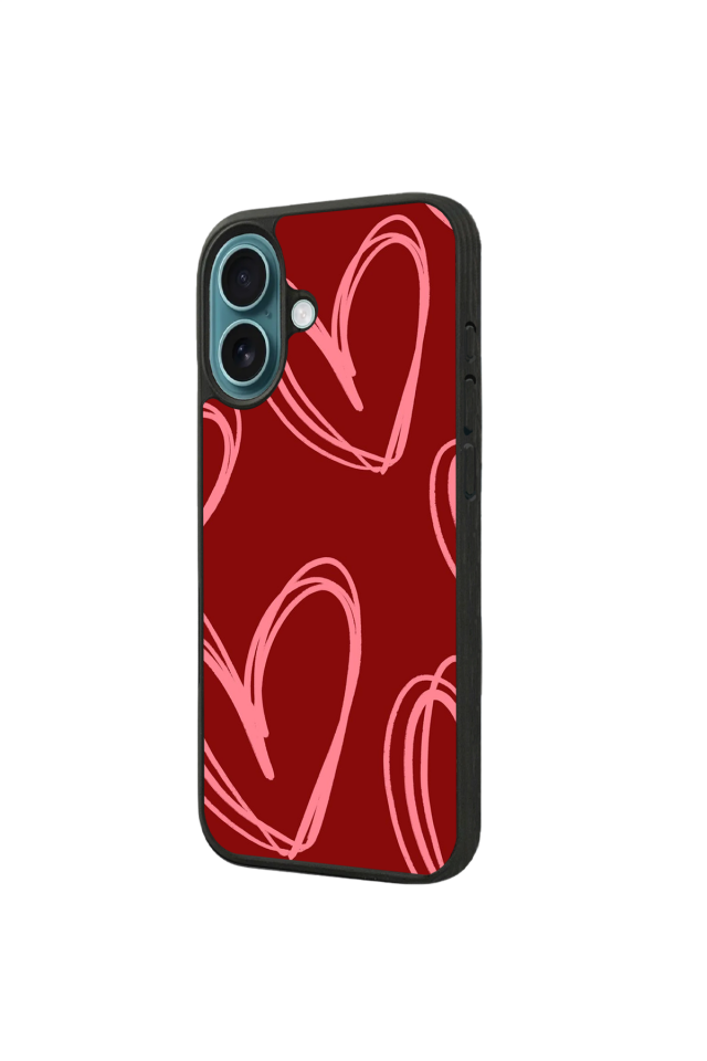 iPhone 16 Plus Uyumlu Kalp Love Tasarımlı Glossy Premium Kılıf