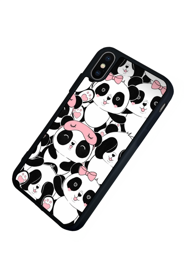 iPhone X/ XS Uyumlu Panda Tasarımlı Glossy Premium Kılıf