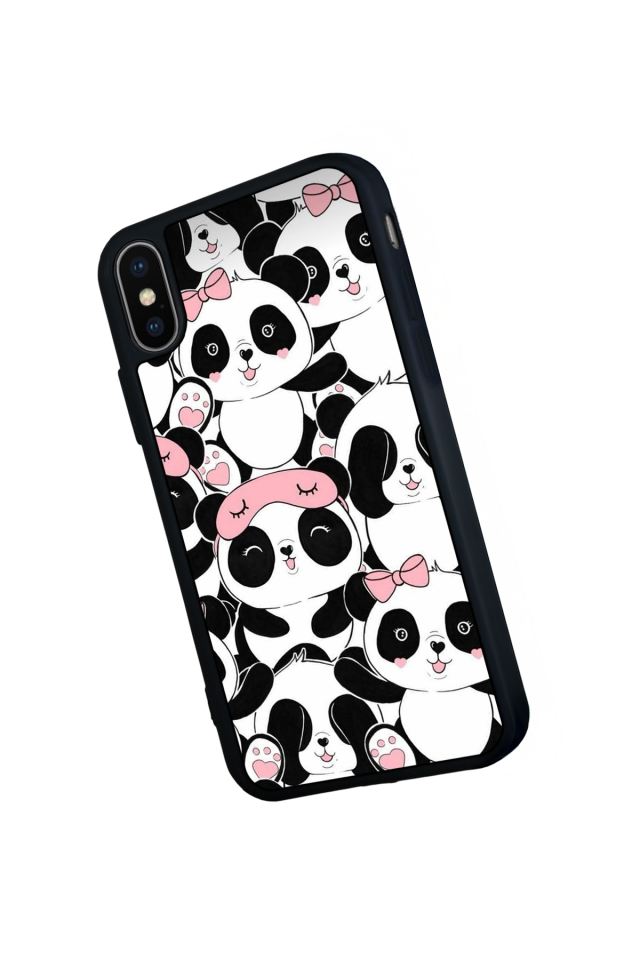 iPhone X/ XS Uyumlu Panda Tasarımlı Glossy Premium Kılıf