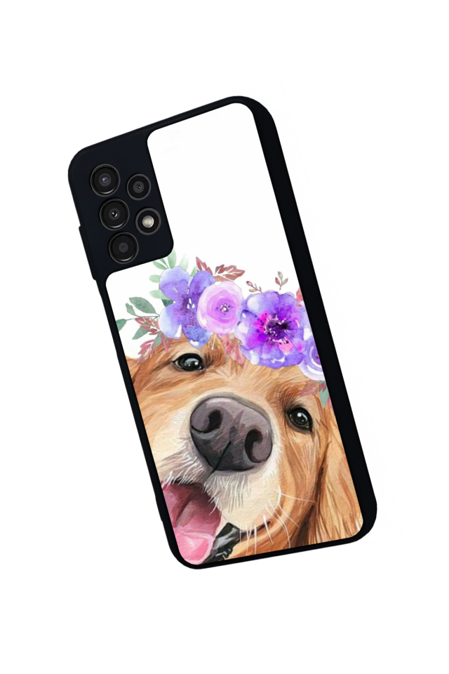 Samsung Galaxy A13 Uyumlu Golden Kopek Tasarımlı Glossy Premium Kılıf