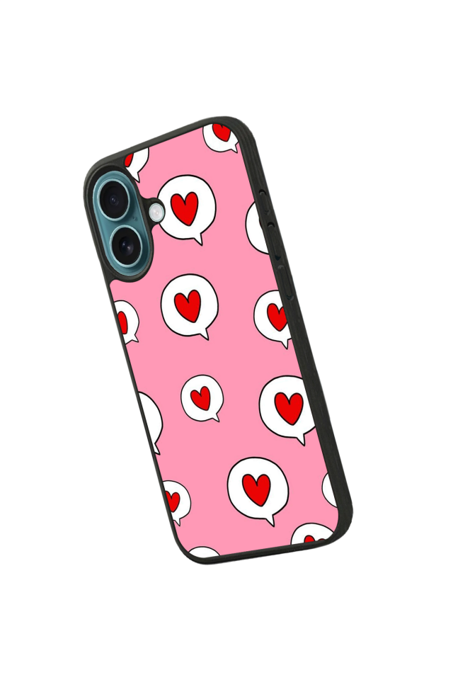 iPhone 16 Plus Uyumlu Kalp Love Tasarımlı Glossy Premium Kılıf