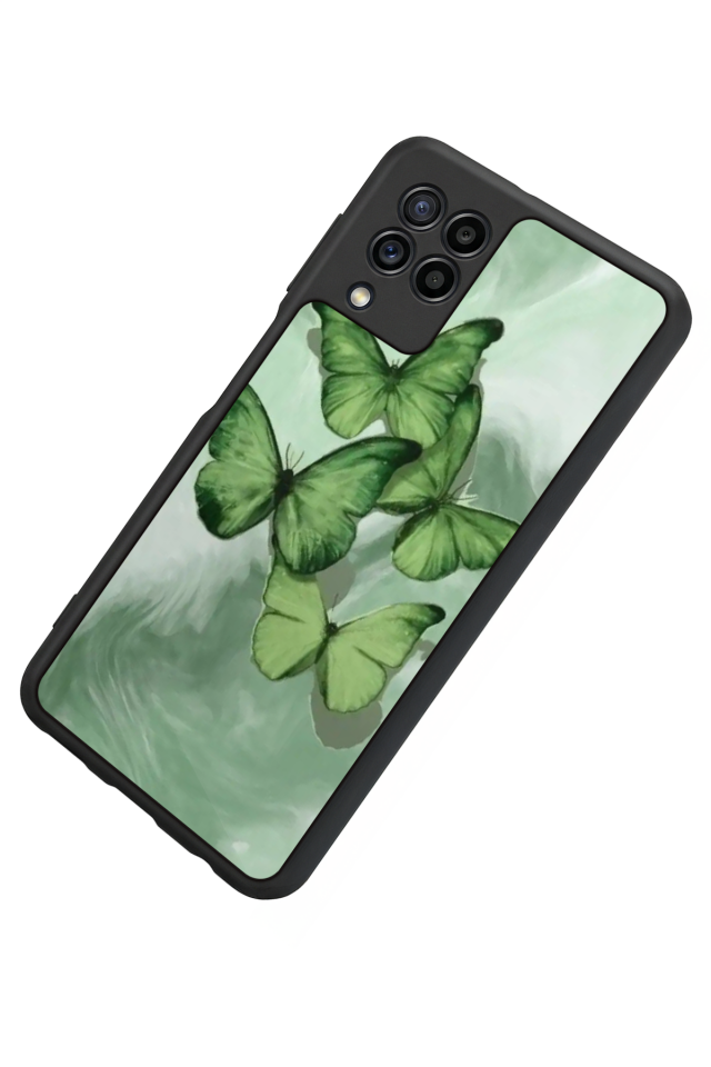 Samsung Galaxy M32 Uyumlu Kelebek Tasarımlı Glossy Premium Kılıf