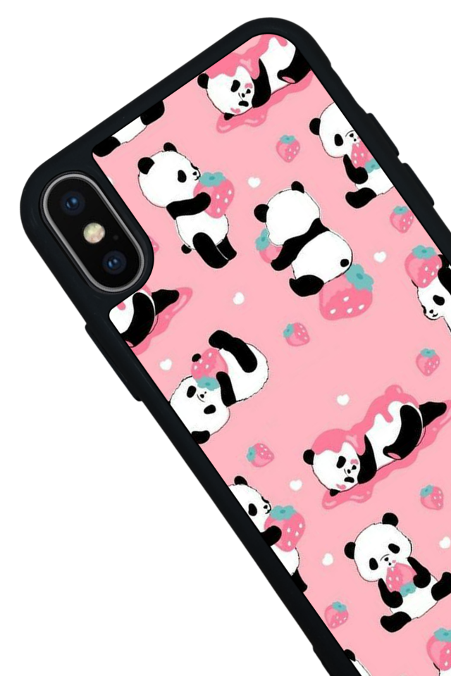 iPhone X/ XS Uyumlu Panda Tasarımlı Glossy Premium Kılıf