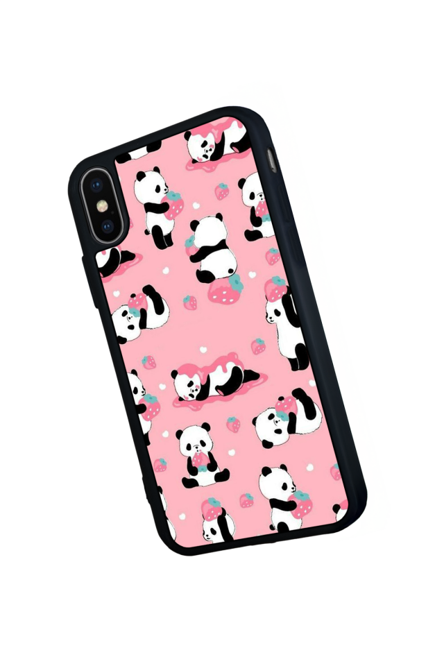 iPhone X/ XS Uyumlu Panda Tasarımlı Glossy Premium Kılıf