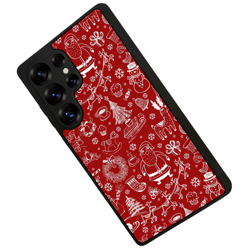 Samsung Galaxy S25 Ultra Uyumlu Yilbasi Christmas Tasarımlı Glossy Premium Kılıf