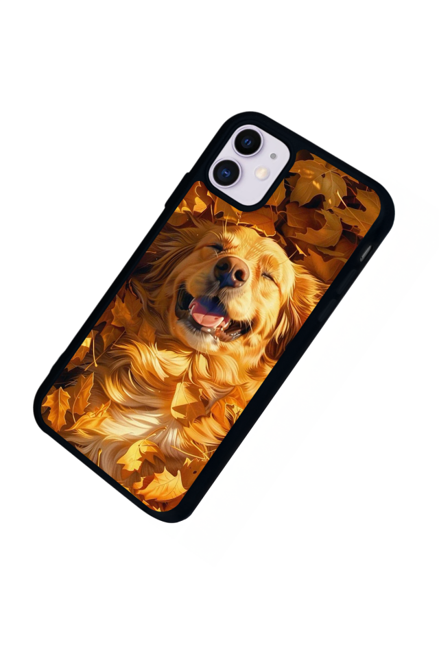 iPhone 11 Uyumlu Golden Kopek Tasarımlı Glossy Premium Kılıf