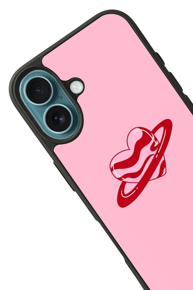 iPhone 16 Plus Uyumlu Kalp Love Tasarımlı Glossy Premium Kılıf