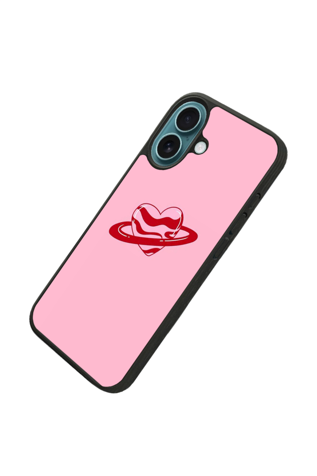 iPhone 16 Plus Uyumlu Kalp Love Tasarımlı Glossy Premium Kılıf