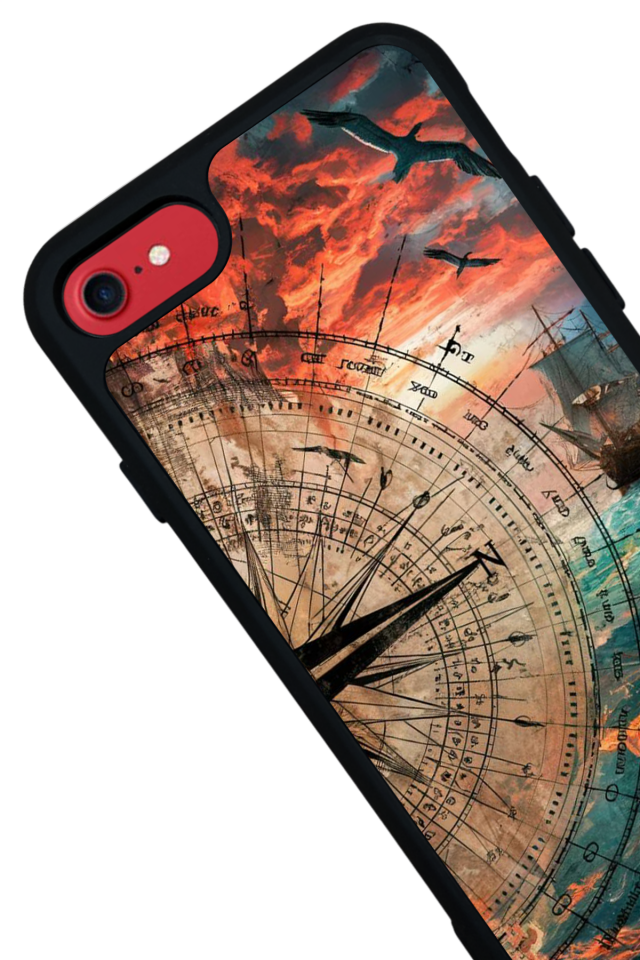 iPhone 8 Uyumlu Pusula Tasarımlı Glossy Premium Kılıf