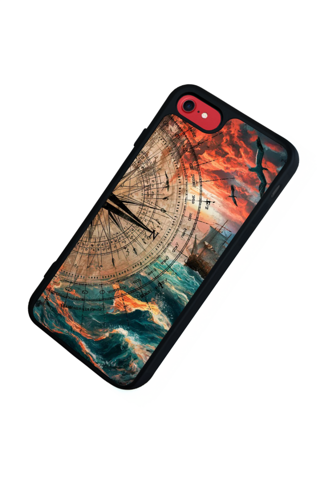 iPhone 8 Uyumlu Pusula Tasarımlı Glossy Premium Kılıf