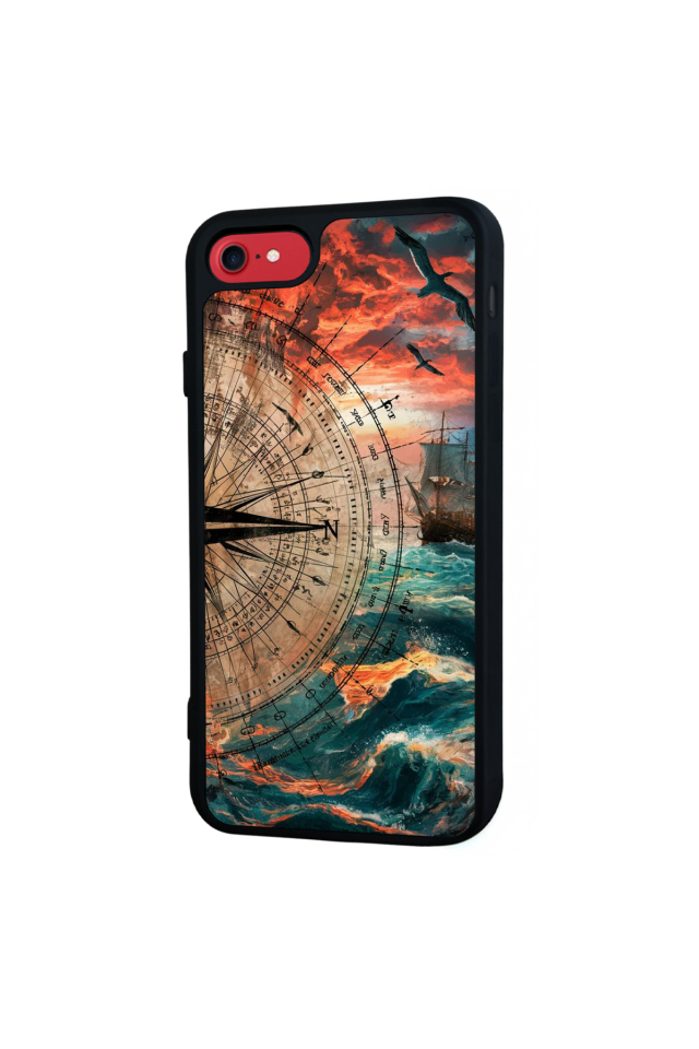 iPhone 8 Uyumlu Pusula Tasarımlı Glossy Premium Kılıf