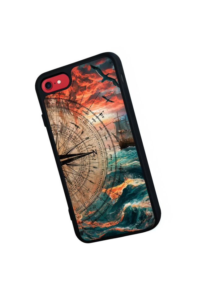 iPhone 8 Uyumlu Pusula Tasarımlı Glossy Premium Kılıf