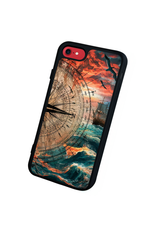 iPhone 8 Uyumlu Pusula Tasarımlı Glossy Premium Kılıf