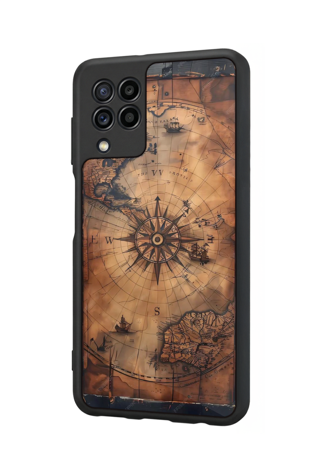 Samsung Galaxy M22 Uyumlu Harita Tasarımlı Glossy Premium Kılıf