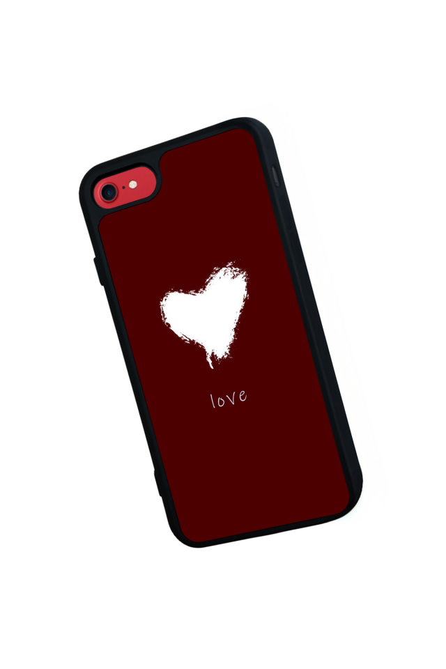 iPhone SE Uyumlu Kalp Love Tasarımlı Glossy Premium Kılıf