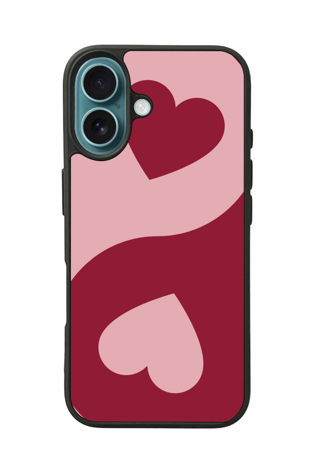 iPhone 16 Plus Uyumlu Kalp Love Tasarımlı Glossy Premium Kılıf