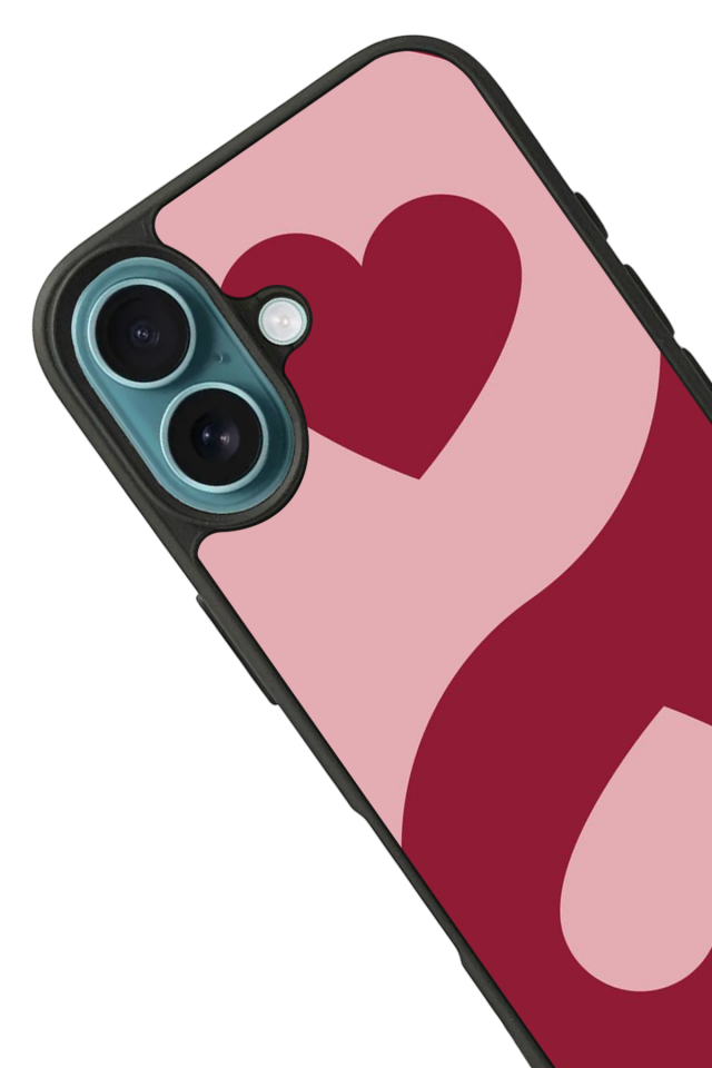 iPhone 16 Plus Uyumlu Kalp Love Tasarımlı Glossy Premium Kılıf