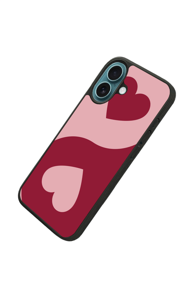 iPhone 16 Plus Uyumlu Kalp Love Tasarımlı Glossy Premium Kılıf