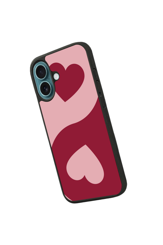 iPhone 16 Plus Uyumlu Kalp Love Tasarımlı Glossy Premium Kılıf