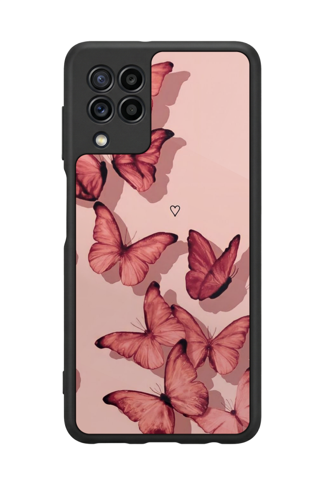 Samsung Galaxy M32 Uyumlu Kelebek Tasarımlı Glossy Premium Kılıf
