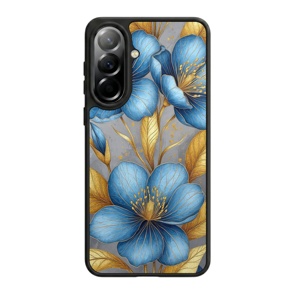 Samsung Galaxy A57 Uyumlu Yaldizli Cicek Tasarımlı Glossy Premium Kılıf