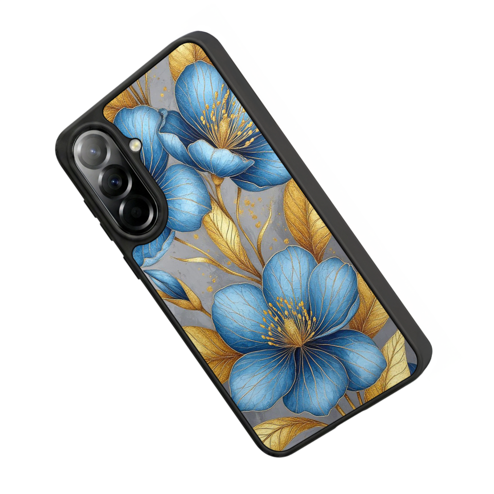 Samsung Galaxy A57 Uyumlu Yaldizli Cicek Tasarımlı Glossy Premium Kılıf