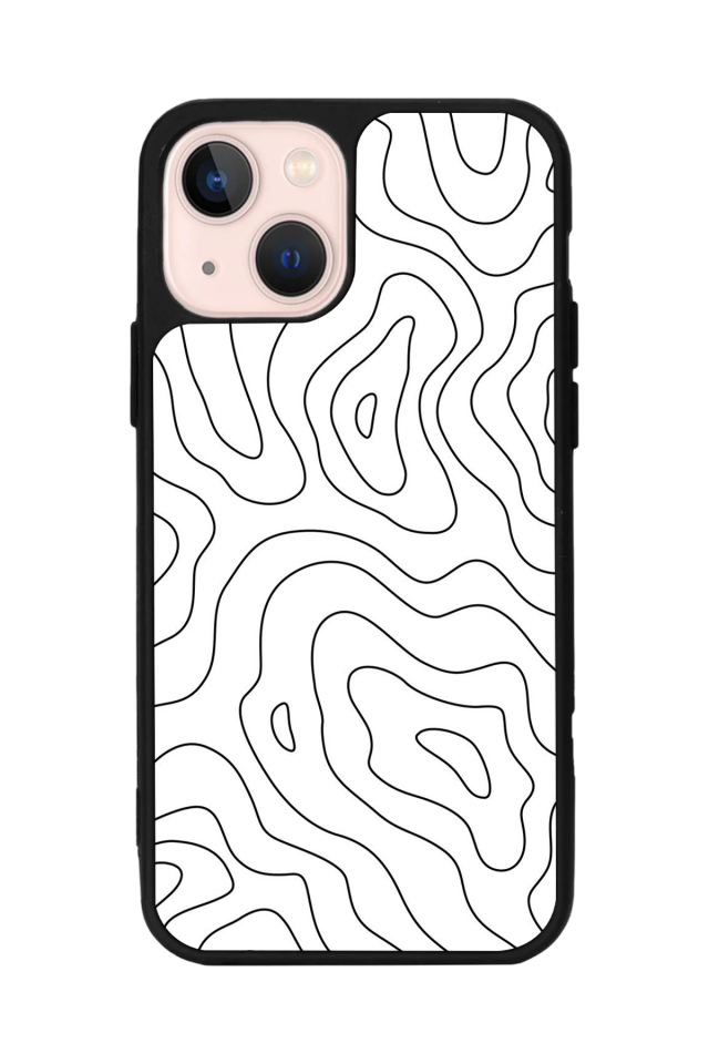 iPhone 13 Mini Uyumlu Çizgi Sanatı Tasarımlı Glossy Premium Kılıf