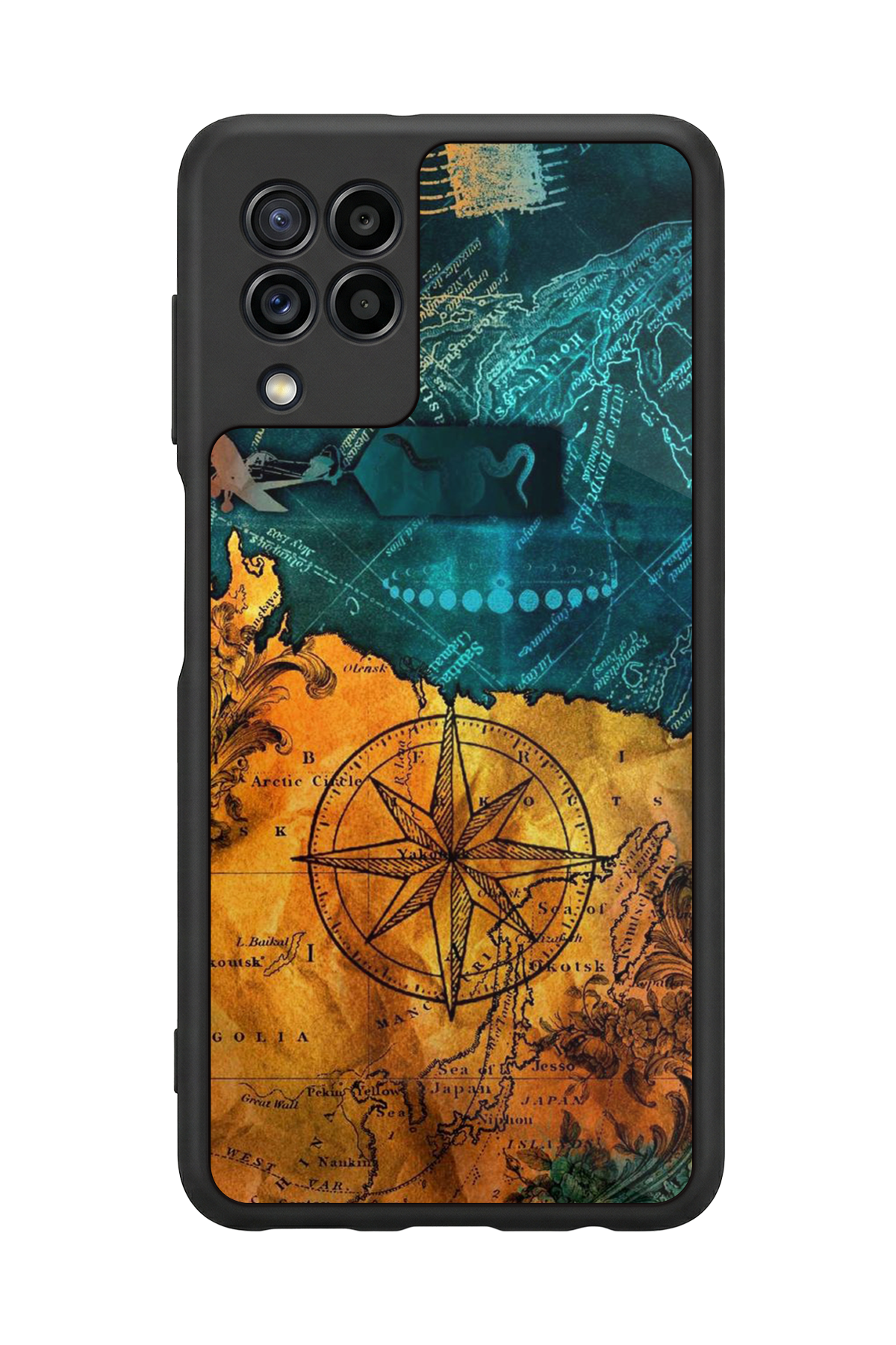 Samsung Galaxy M22 Uyumlu Harita Tasarımlı Glossy Premium Kılıf