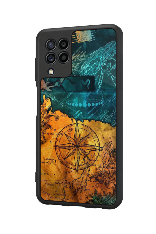 Samsung Galaxy M22 Uyumlu Harita Tasarımlı Glossy Premium Kılıf