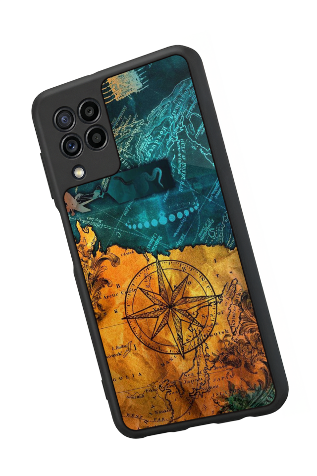 Samsung Galaxy M22 Uyumlu Harita Tasarımlı Glossy Premium Kılıf