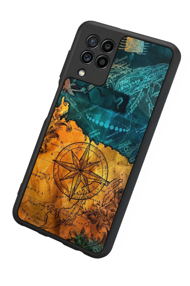 Samsung Galaxy M22 Uyumlu Harita Tasarımlı Glossy Premium Kılıf